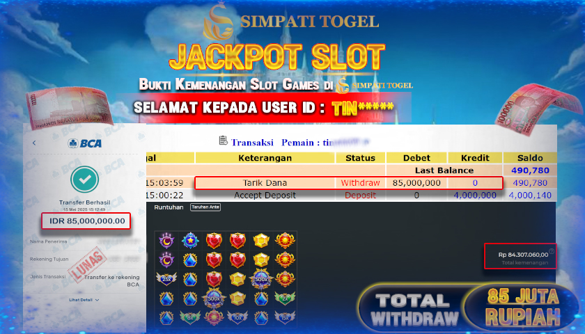 SIMPATITOGEL id : TIN*** MENANG BESAR DI SLOT STARLIGHT PRINCESS 1000 DENGAN TOTAL WITHDRAW Rp.85.000.000 ,- LUNAS