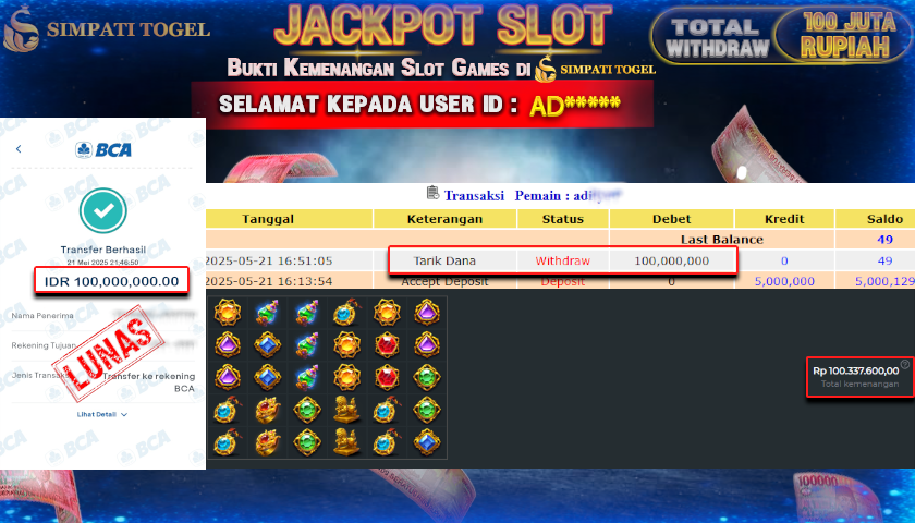 SIMPATITOGEL id : AD*** MENANG BESAR DI SLOT GATES OF GATOTKACA  PRAGMATIC PLAY  DENGAN TOTAL WITHDRAW Rp.100.000.000 ,- LUNAS
