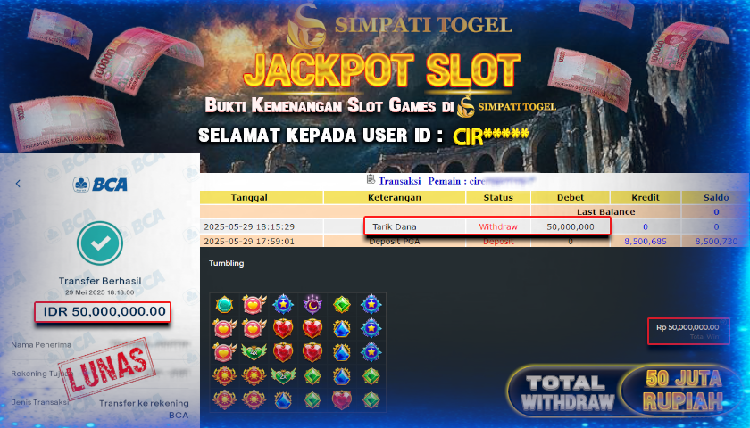 SIMPATITOGEL id :CIR*** MENANG BESAR DI STARLIGHT PRINCESS DENGAN TOTAL WITHDRAW Rp.50.000.000 ,- LUNAS