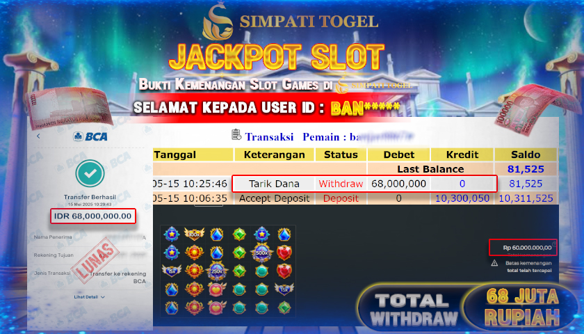 SIMPATITOGEL id : BAN*** MENANG BESAR DI SLOT STARLIGHT PRINCESS 1000 DENGAN TOTAL WITHDRAW Rp.68.000.000 ,- LUNAS