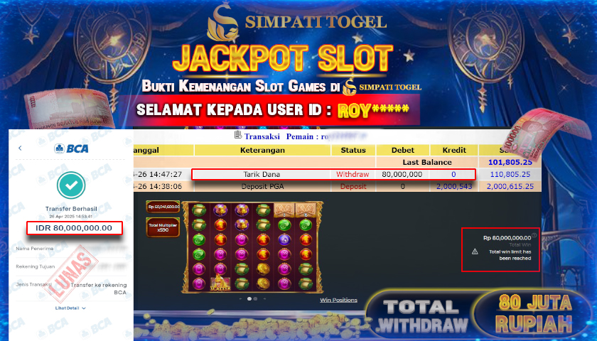 SIMPATITOGEL id : ROY**** MENANG BESAR DI Wisdom Of Athena 1000 PRAGMATIC PLAY DENGAN TOTAL WITHDRAW Rp.80.000.000 ,- LUNAS