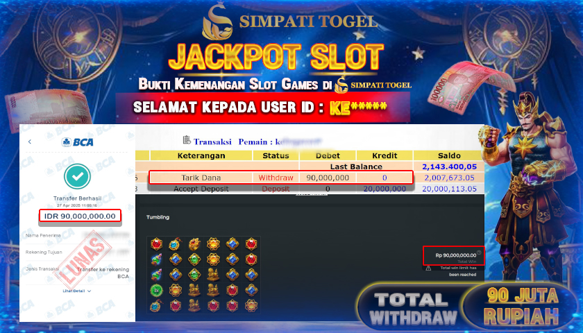SIMPATITOGEL id : KE**** MENANG BESAR DI SLOT GATES OF GATOTKACA PRAGMATIC PLAY  DENGAN TOTAL WITHDRAW Rp.36.000.000 ,- LUNAS